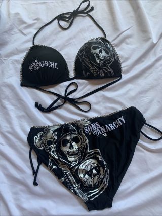 Rare Sons Of Anarchy Reaper Bikini Swim Suit Soa Biker Girls Juniors Xl