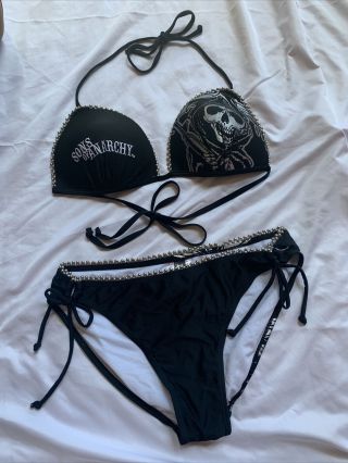 Rare Sons Of Anarchy Reaper Bikini Swim Suit Soa Biker Girls Juniors XL 2
