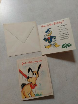 Vintage 1945 Walt Disney Donald Duck Hallmark Greeting Card Pluto Birthday Rare