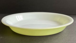 Rare Vintage Pyrex Lime Green And White Milk Glass Pie Plate