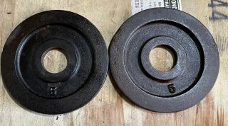 Vintage Rare York Barbell Olympic 5 Lb Plates Pair (10 Lbs Total)