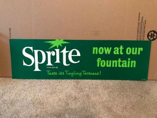 Rare 1950’s Litho Sprite Now At Our Fountain Taste Its Tingling Tartness Banner