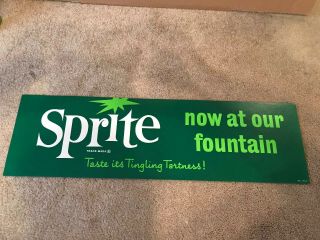 RARE 1950’s LITHO SPRITE NOW AT OUR FOUNTAIN TASTE ITS TINGLING TARTNESS BANNER 2