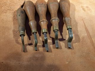 Antique C.  S.  Osborne Leather Tools Set Of 5 Creasing Edging Tools Rare
