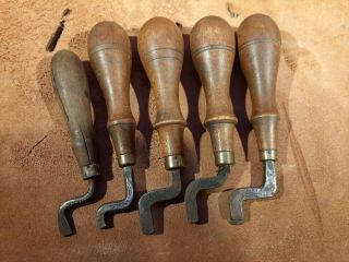 Antique C.  S.  Osborne Leather tools set of 5 creasing edging tools Rare 3