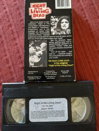 Night of the Living Dead JTC inc VHS EXTREMELY RARE Horror Zombies Media 2
