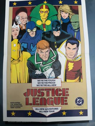 Justice League Of America Batman Shazam Green Lantern Dc Promo Poster 80s Rare