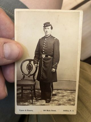 Rare 1860’s Civil War Ny Soldier In Frock Coat Cdv Photo