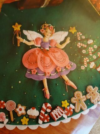 Bucilla Sugar Plum Fairy Christmas Sequin Jeweled Tree Skirt Kit 85445 ' 06 Rare 2