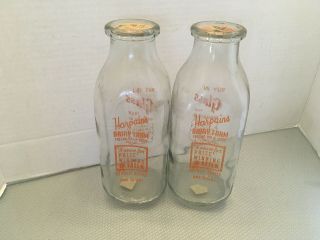 Harpain’s Dairy Farm Fresno,  Ca Milk Bottle 1 Quart With Rare President Caps