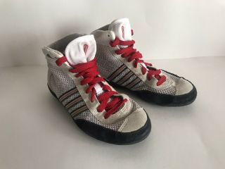 Rare White Adidas Combat Speed 3 Wrestling Shoes Size 2.  5 Youth