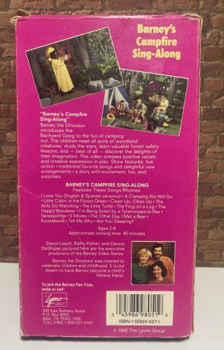 Barney’s Campfire Sing - Along RARE OOP (VHS,  1990) VERY GOOD 2