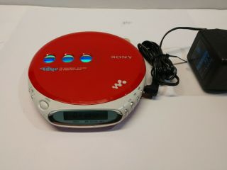 Vintage Sony Psyc Walkman D - Ej360 Portable Cd Player Rare Red And White Discman