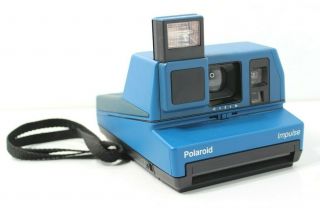Rare Vintage Polaroid Impulse Blue Instant Camera 600 Film Strap Made In Usa