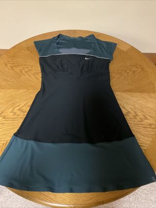 Nike Womens Tennis Dress Small Black Dark Green Rare