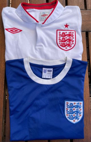 2 x England Home & Away 2012 Football Shirts Size Medium Umbro Nivea Retro Rare 2