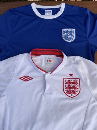 2 x England Home & Away 2012 Football Shirts Size Medium Umbro Nivea Retro Rare 3