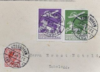DENMARK via Germany to SWITZERLAND 1926 Rare Early Airmail Flight Cover LOOK 2