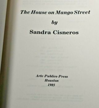 The House on Mango Street Cisneros Arte Publico 1st Ed 6th Printing VG RARE 2