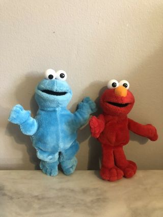 Gund Sesame Street Cookie Monster And Elmo Finger Puppets Rare Full Body