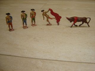 Vintage Rare?? Solid Lead 45mm Bull Fighting Figures X 4,  Bull Unknown Maker