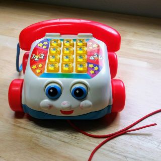 Rare Vintage Fisher Price Push Button Chatter Telephone Pull Toy 2000 Version