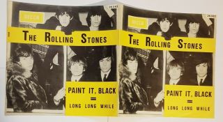 Rolling Stones " Paint It Black " Rare Belgium 1966 Folded Ps Orig.  26.  062