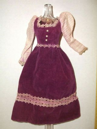 1971 Vintage Barbie Victorian Velvet Dress Mod Rare 3431 Tlc Fabric Bleeding