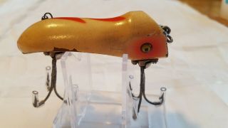 Vintage Pflueger Wizard Wiggler Fishing Lure.  Wood With Glass Eyes.  Rare.  " Read "