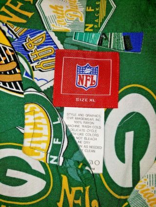 RARE Green Bay Packers NFL Football Men ' s XL Hawaiian Shirt - Vintage 2