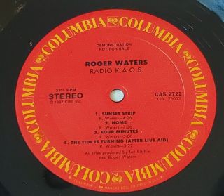 Roger Waters Radio KAOS Sampler PromoCAS 2722 / Radio Only Special RARE LP 3