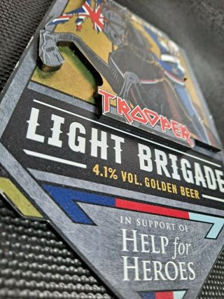 Iron Maiden Trooper Beer Light Brigade Plastic Rare 3d Pump Badge Beer Mats