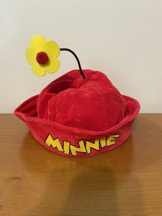 Vtg 90s Minnie Mouse Walt Disney World Rare Red Flower Hat