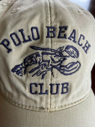 Vintage Polo Ralph Lauren Beach Club Adjustable Strap Hat Cap Khaki Lobster Rare