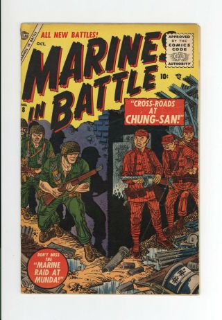 Marines In Battle 8 - Very Rare Atlas Golden Age - 1955 - Only 1 On Cgc