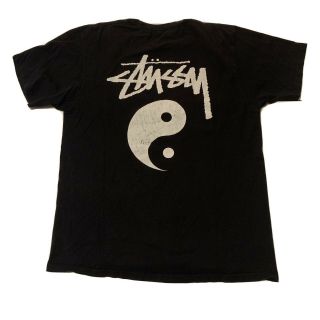 Vintage Stussy T Shirt Yin Yang Double Sided Rare Size Large Black