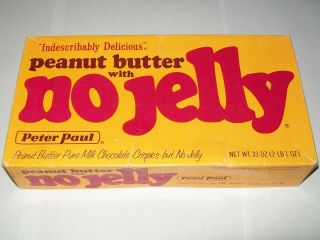 Vtg 70s Peter Paul No Jelly Candy Bar Box Like Willy Wonka Skrunch Wrapper Rare