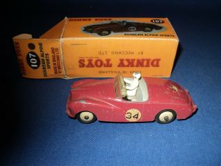 Dinky Toys Sunbeam Alpine Sports Car Made In England 107 Rare Vintage Meccano Lt