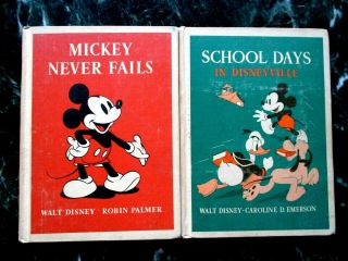 Rare Vintage 1939 Walt Disney Story Books School Days In Disneyville / Mickey