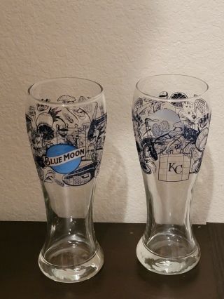 Kansas City Royals,  Blue Moon 16 Oz Pilsner Glass - Set Of Two (2).  Rare Find