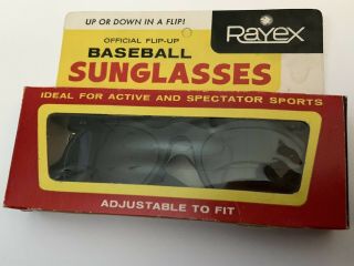 Rare Vintage Rayex 1969 Baseball Sports Flip Up Sunglasses Black