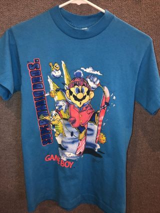 Kids L 16 - 18 - Vtg 1991 Mario Nintendo Game Boy Single Stitch T - Shirt Rare