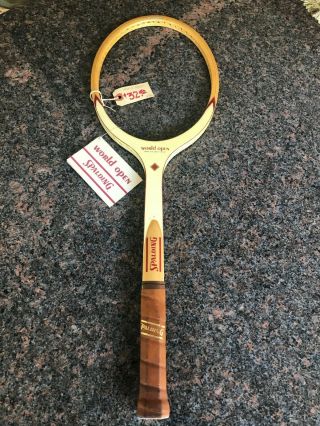 Rare Vintage Antique Nos Spalding World Open Wood Tennis Racket Racquet