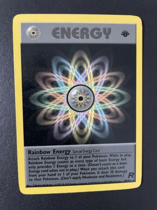 Pokemon Team Rocket 1st Edition Rainbow Energy 80/82 Rare Non - Holo Near