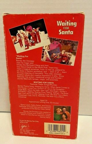 BARNEY & The Backyard Gang WAITING for SANTA Preschool Sing - Along VHS 1992 Rare 2