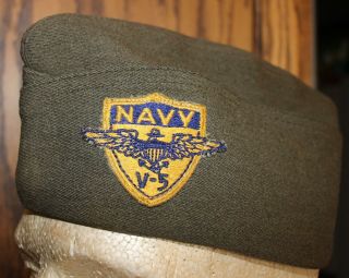 Rare Wwii Naval Aviation Cadet Navcad V - 5 Wool Garrison Cap Size 6 3/4 No Holes