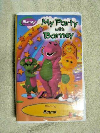 My Party With Barney Vhs Tape Starring Emma - Rare Kideo Personalized Video