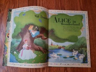 1951 RARE TRUE 1st First Edition Disney ' s Alice In Wonderland Big Golden Book 2