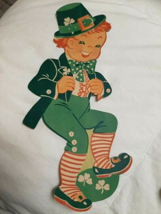 Vintage Rare Die Cut Irish Boy & Girl St.  Patrick ' s Day Decorations 2