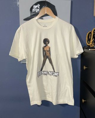 Rare F Cking Awesome Naked Afro Lady Cream Shirt Sz Medium Streetwear Skating